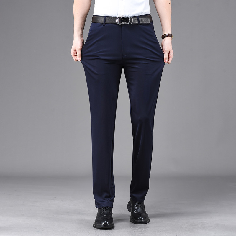 Business Casual Pants for Men, Straight-Leg Formal Wear, Men's Spring and Summer Loose Professional Non-Iron Long Pants, Stretch Suit Pants