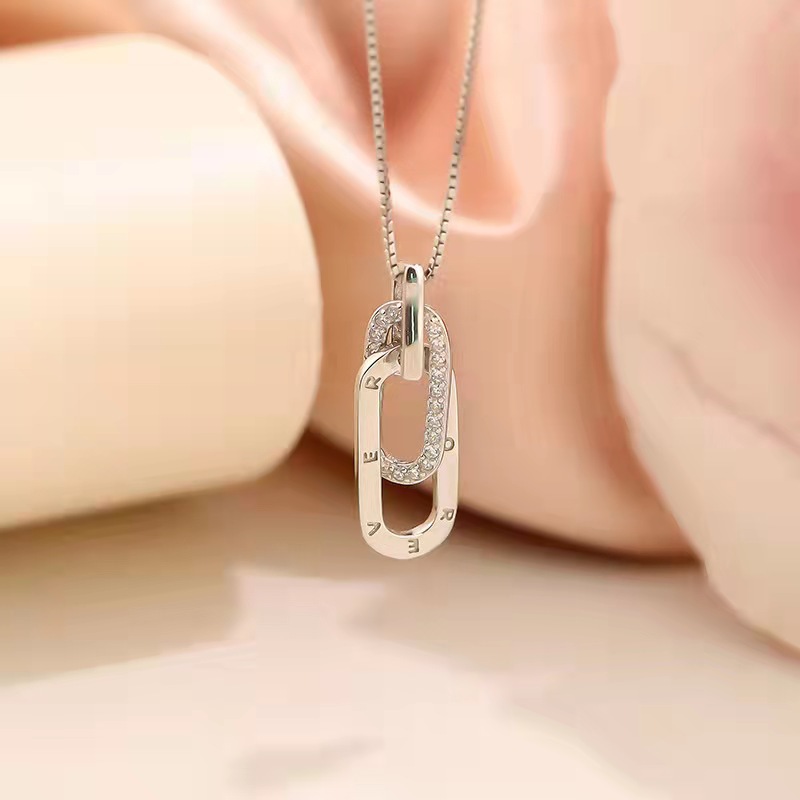 box chain Chain Type 1 Piece Quantity Casual, Daily Occasion 925 Sterling Silver Geometric Letter Pendant Necklace