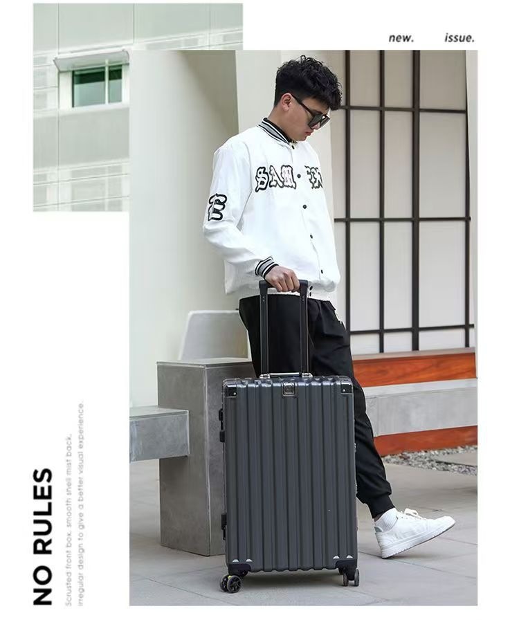 Multifunctional luggage suitcase with universal wheels, aluminum frame, telescoping handle, women's student, 20-inch travel bag, carry-on password suitcase, 24-inch
