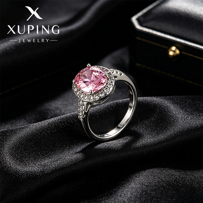 Xuping joyería ligera de lujo temperamento huevo de paloma anillo serie de color Bao aleación de cobre moda geometría elíptica anillo al por mayor