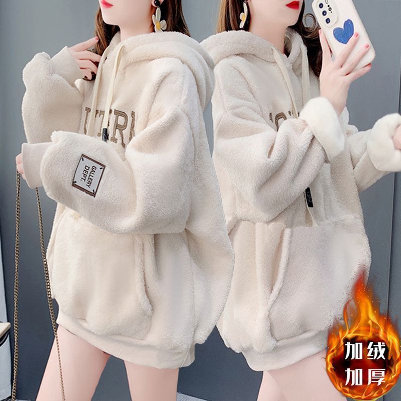 임산부 겨울 정장 패션 2025년 신상 가을 겨울 아우터웨어 플러스 벨벳 두꺼워진 양털 스웨터 투피스 정장