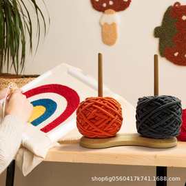 木质纱线架多功能实木收纳架厨房桌面卷纸架旋转球线轴架