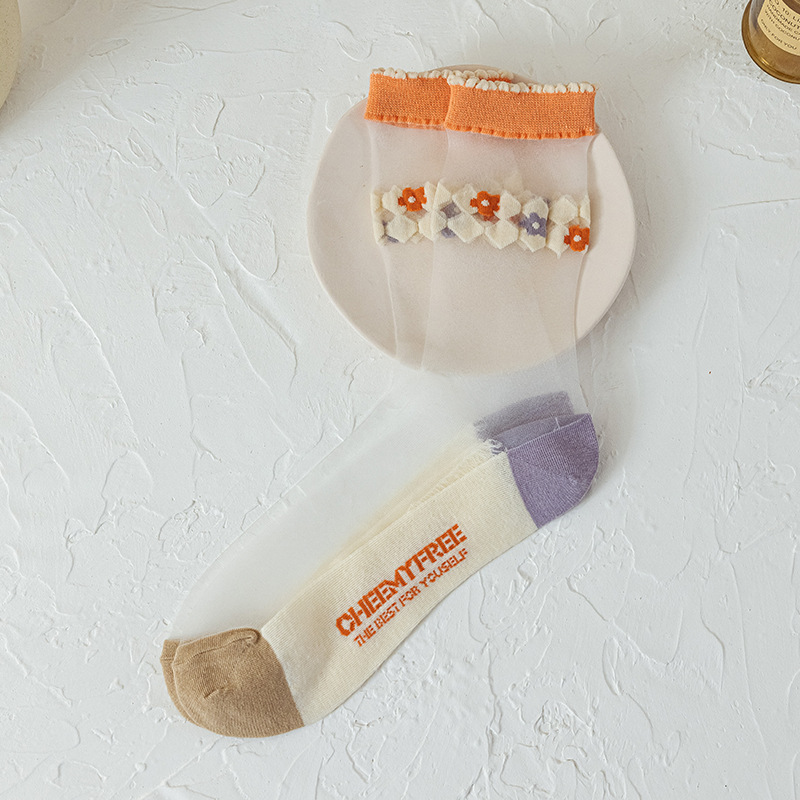 Algodón inferior transpirable vidrio seda medias Calcetines encaje Mujer personalidad japonesa ins marea caseína