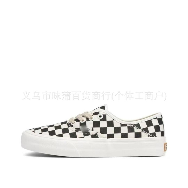 Vans Checkerboard Canvas Shoes Aut44 Plaid Eco-Friendly Black and White Slip-On Checkerboard Low-Top Sneakers