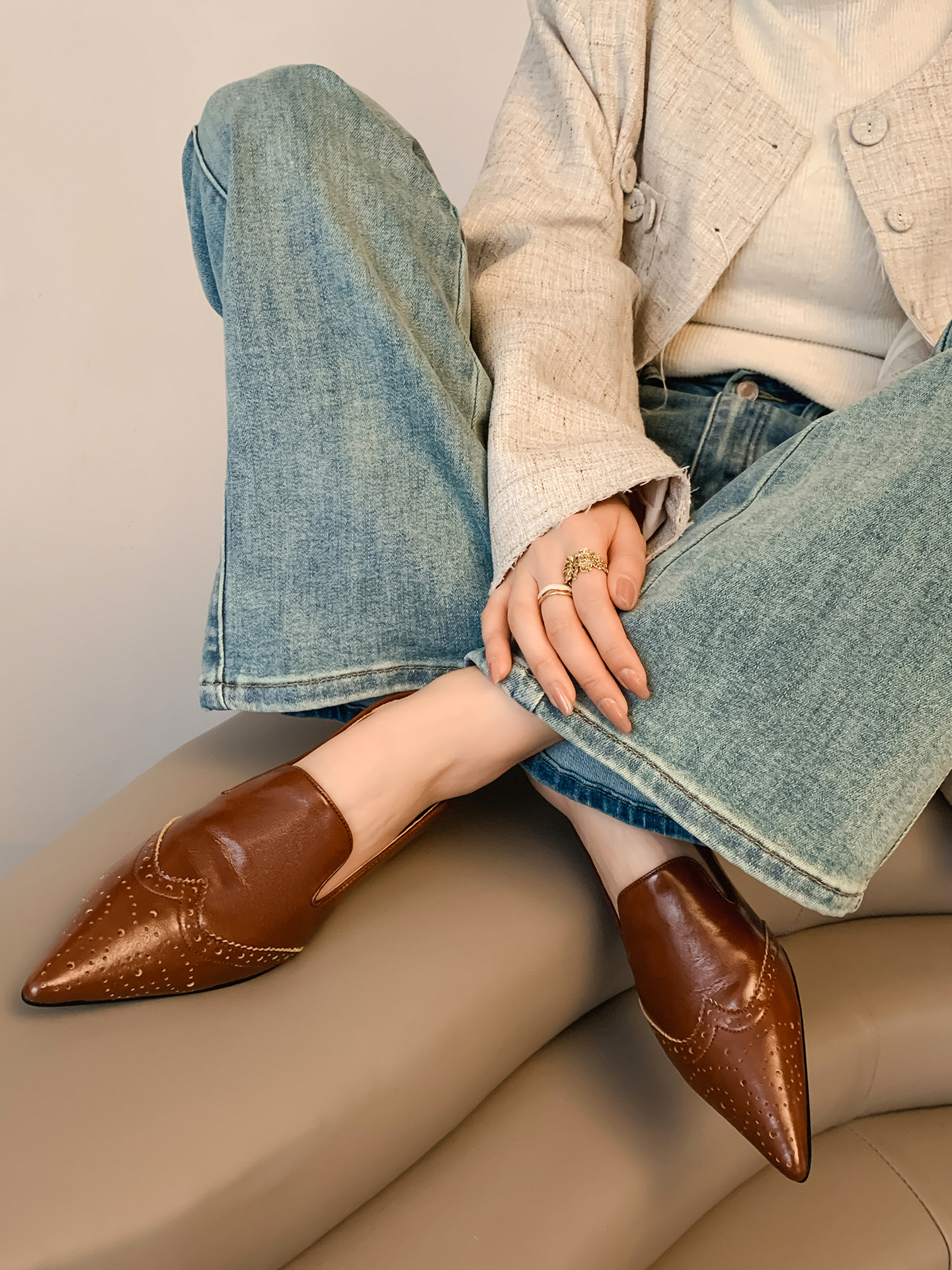 CHIKO Aj Pointy Toe Block Heels Loafers Shoes