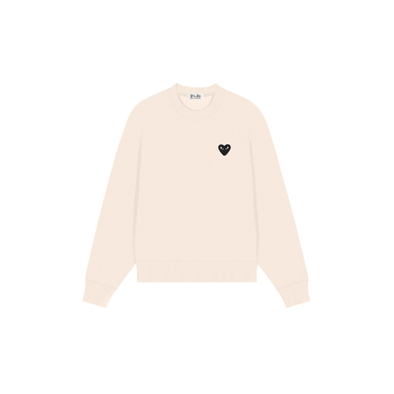 Comme Des Garcons Play Embroidered Heart Autumn and Winter Long-Sleeved Round-Neck Terry Sweatshirt for Men and Women