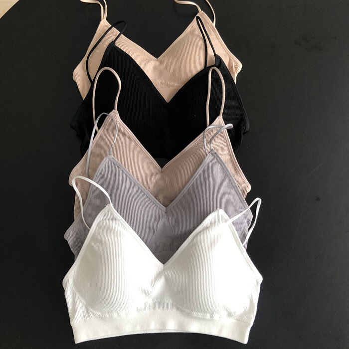 Thin Strap Version! Made in Japan, Seamless Integrated Knitted Tank Top Bra for Women/With Removable Chest Pads, Suitable for All Seasons