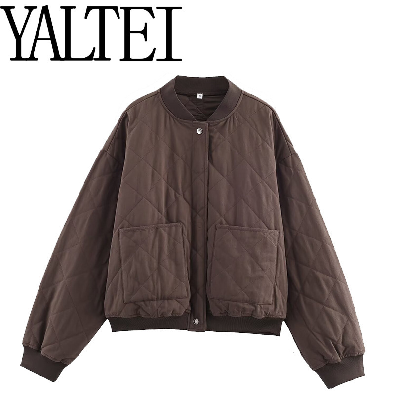 Za Cross-Border Aliexpress Ins European and American Export Women's Fashion Casual Quilted Bomber Jacket 1303356