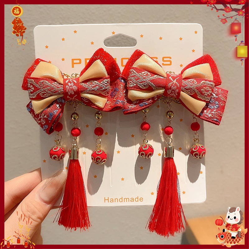 Horquilla Infantil con Borlas Chinas Hecha a Mano para Año Nuevo y Hanfu
