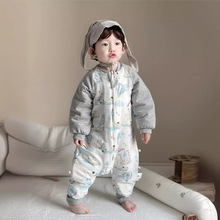 140g婴儿睡袋秋冬款儿童夹棉睡袋宝宝睡袋冬季加厚数码分腿睡袋