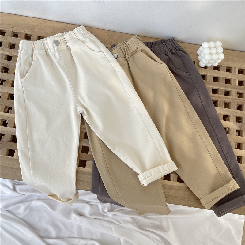 177g Weight Full Length Pants Length Cotton Fabric Type Mid Waist Waist Line Casual Pants Pants Type Casual Solid Color Cotton Boys Pants
