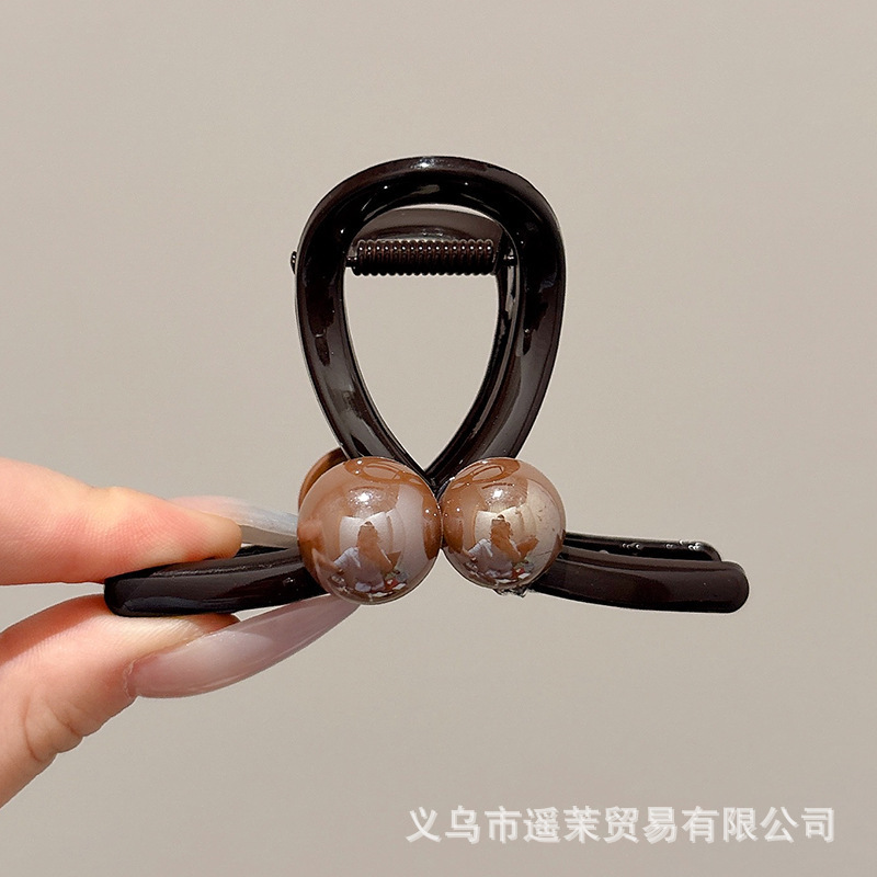 咖色磨砂抓夹女2025年新款发夹后脑勺大号发量多鲨鱼夹子发卡头饰|undefined