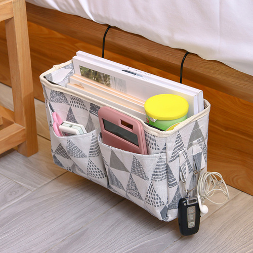 Dormitory Student Bedside Storage Bag Canvas Storage Basket Cotton Lining Nordic Style Bedside Storage Basket