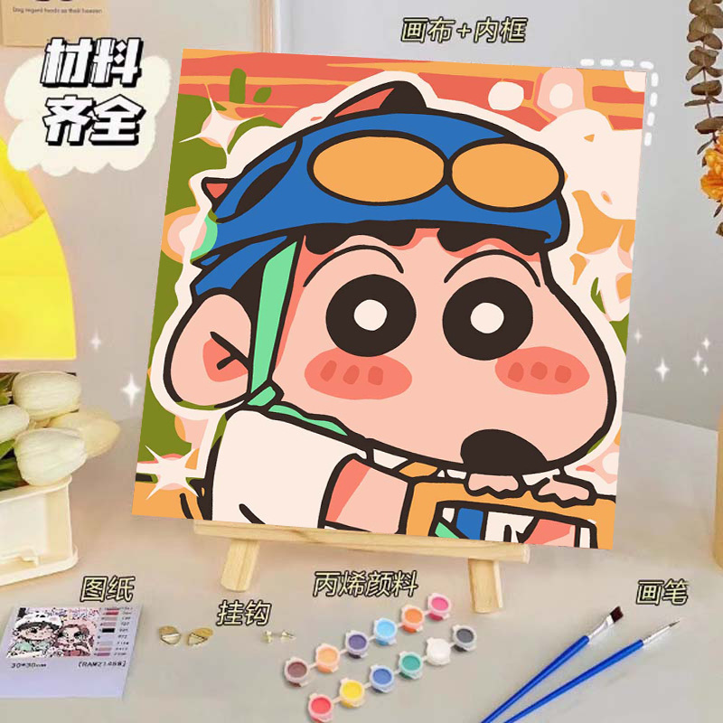 Pintura al óleo digital de bricolaje, dibujos animados para niños, pinturas para colorear hechas a mano, lindos puestos de animación curativos, comercio exterior transfronterizo