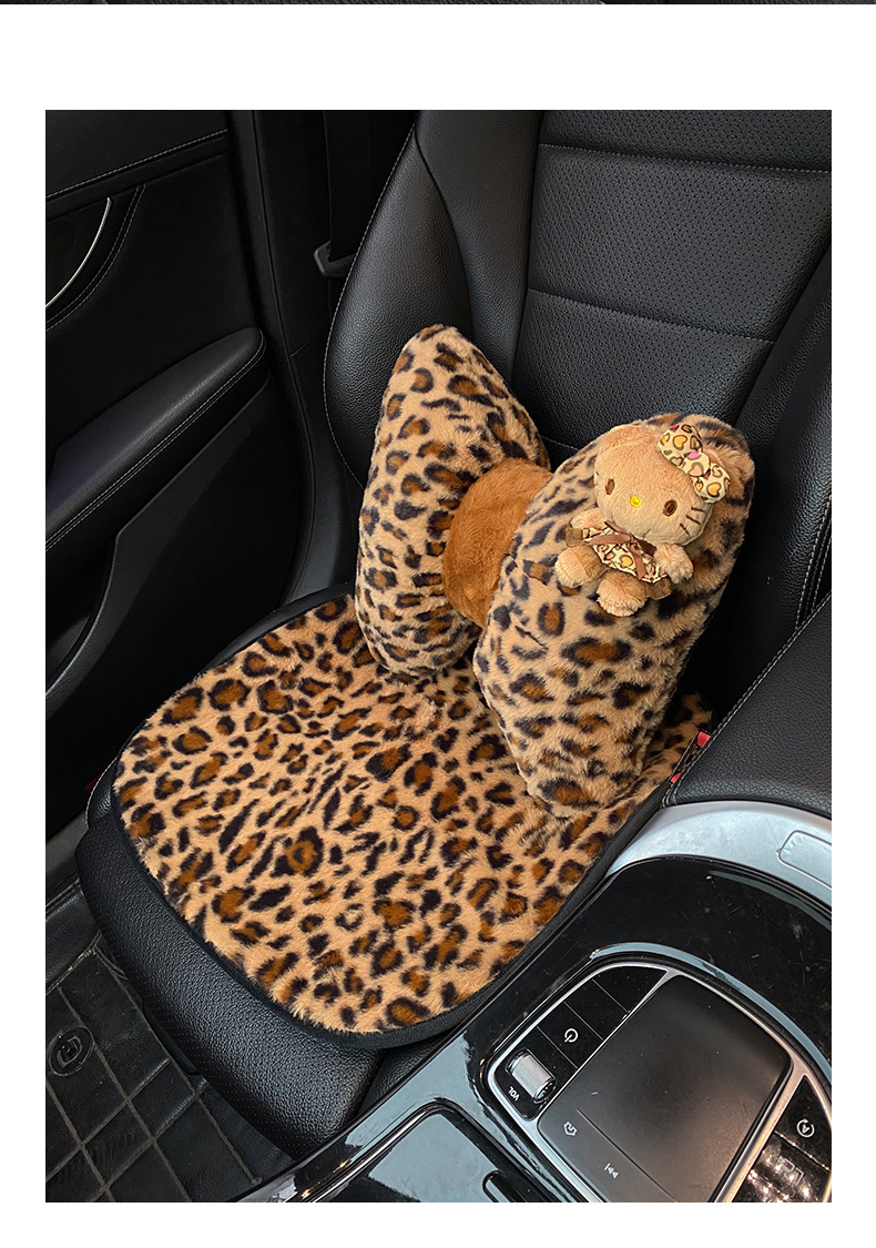 Car headrest neck pillow leopard print kitten car pillow car seat high sense girl car pillow waist