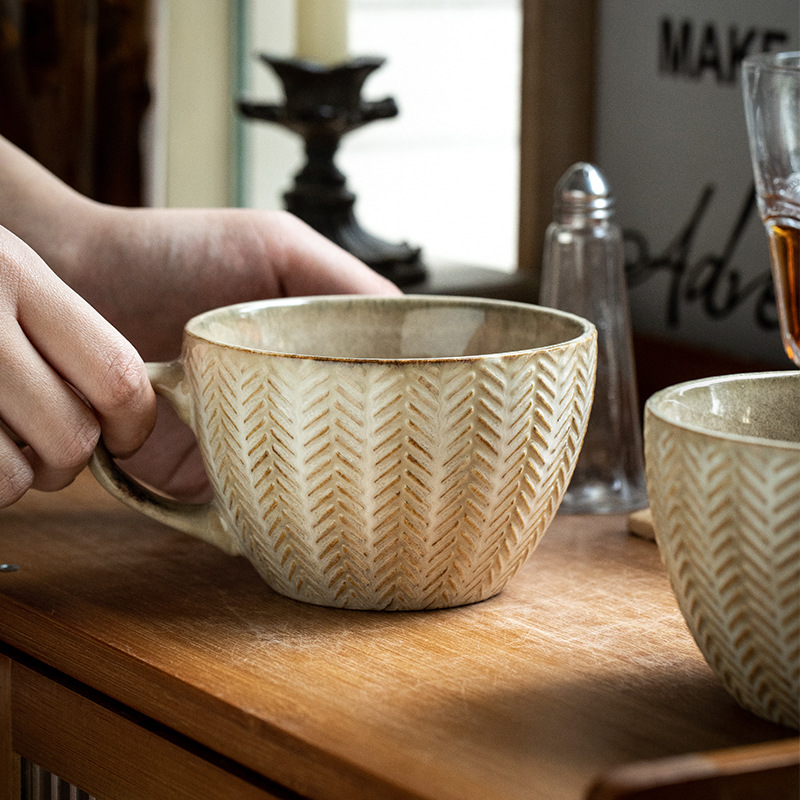 Creativo trigo oído alivio Taza de cerámica taza de avena tendencia de la personalidad taza de la vendimia taza de café taza de agua del hogar