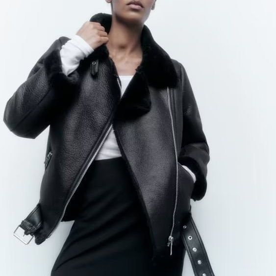Odzież damska jesień nowa damska miejska rozrywka czarna dwustronna kurtka płaszcz futro skórzana kurtka_voghion.com