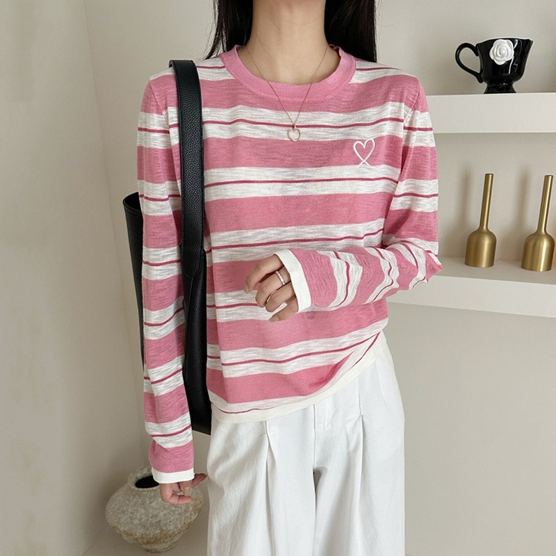 天丝亚麻针织衫女薄款2025新款夏季条纹宽松防晒上衣罩衫早秋女装|undefined