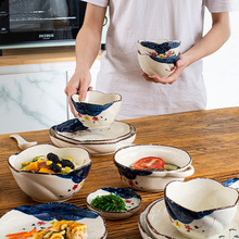 德豐批發日式釉下彩陶瓷餐具早餐盤飯碗湯碗家用菜盤魚盤吃飯小碗