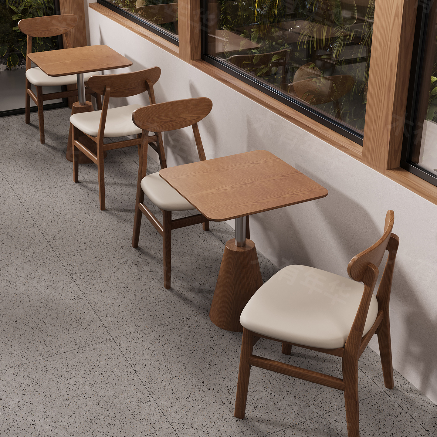 Juego de Mesa y Sillas de Comedor de Madera Maciza para Restaurante image 5