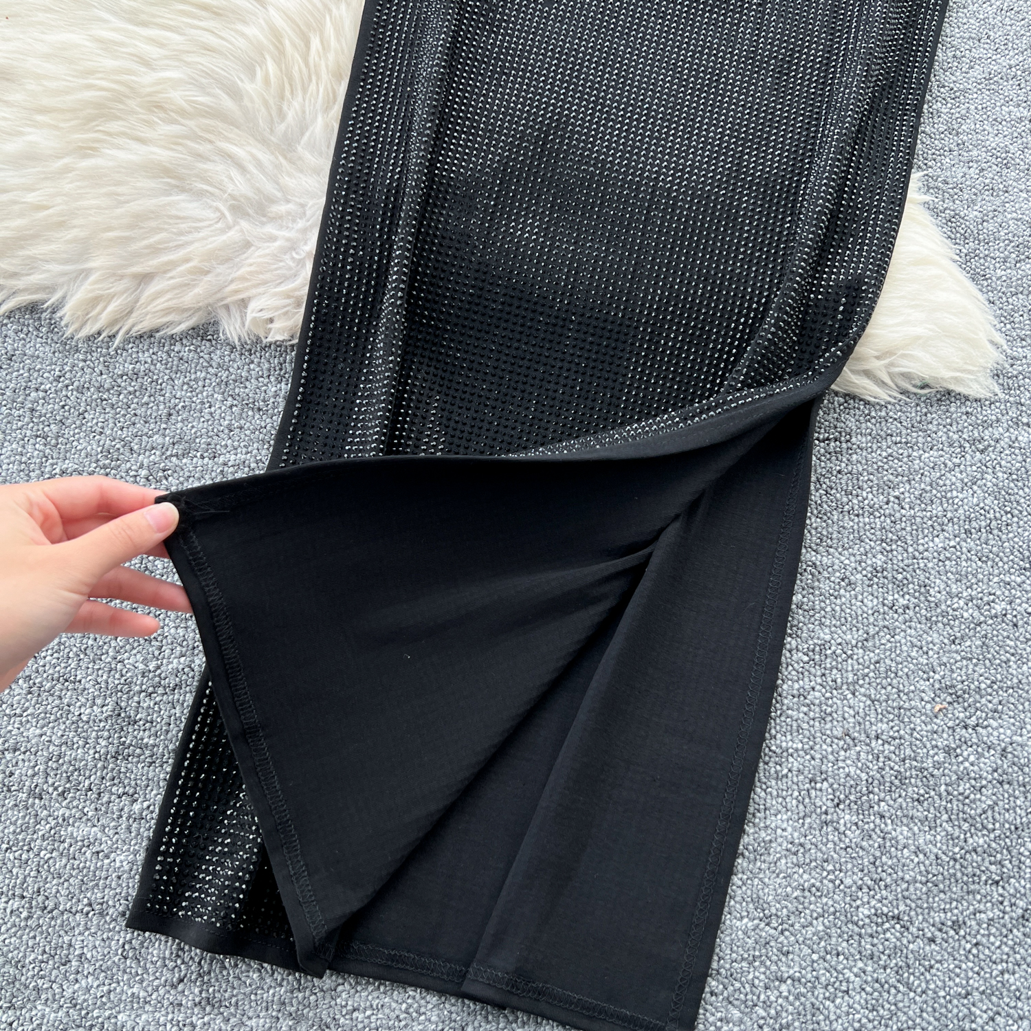 Women's Clothing wear suit design heavy hot diamond zipper top hip skirt_voghion.com