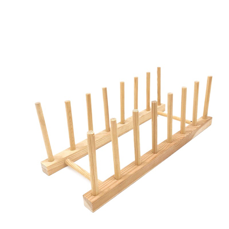 Estante para platos de madera maciza de madera drenando estante para platos estante de almacenamiento de cocina estante de almacenamiento de platos fábrica en stock al por mayor