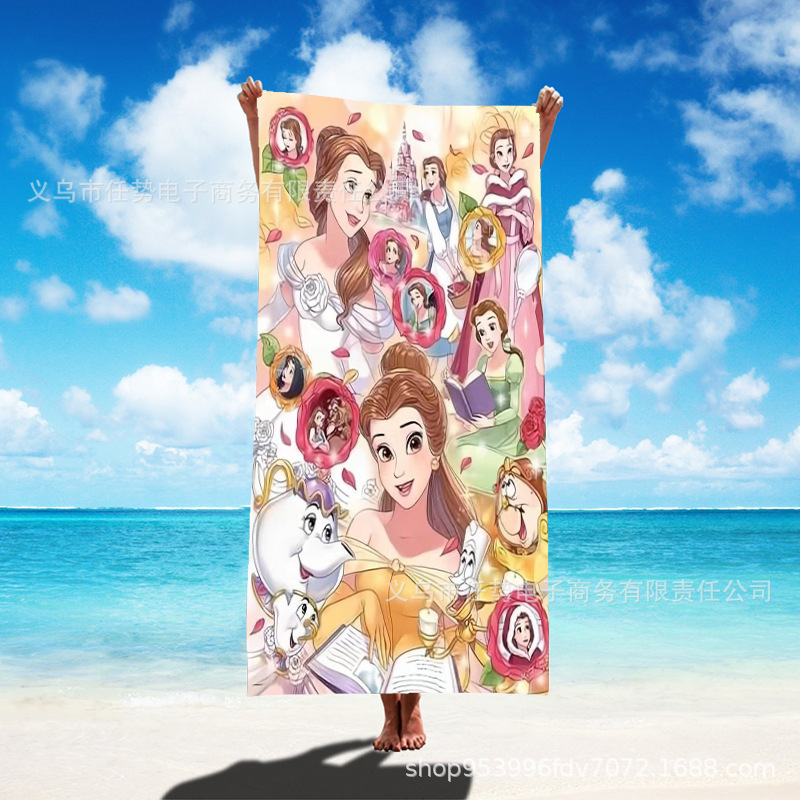 Amazon Aliexpress Cartoon Printed Beach Towel Fitness Yoga Sweat-Absorbent Quick-Drying Bath Towel Large Quantity Negotiable
