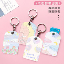 ins风创意油画风景卡通迷你卡套公交卡套电动车电梯卡门禁软皮套