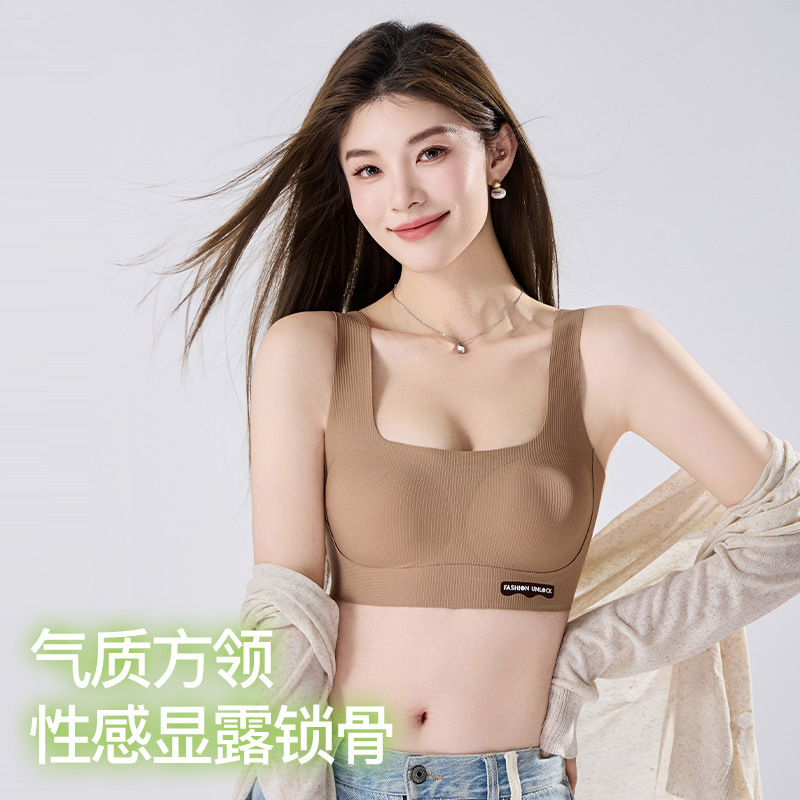 Customized Pure Color Simple Thin Style Push-Up Beautiful Back and Chest Wrap Without Wire Rings Comfortable and Safe Sweat-Absorbent Sports Anti-Sagging Bra