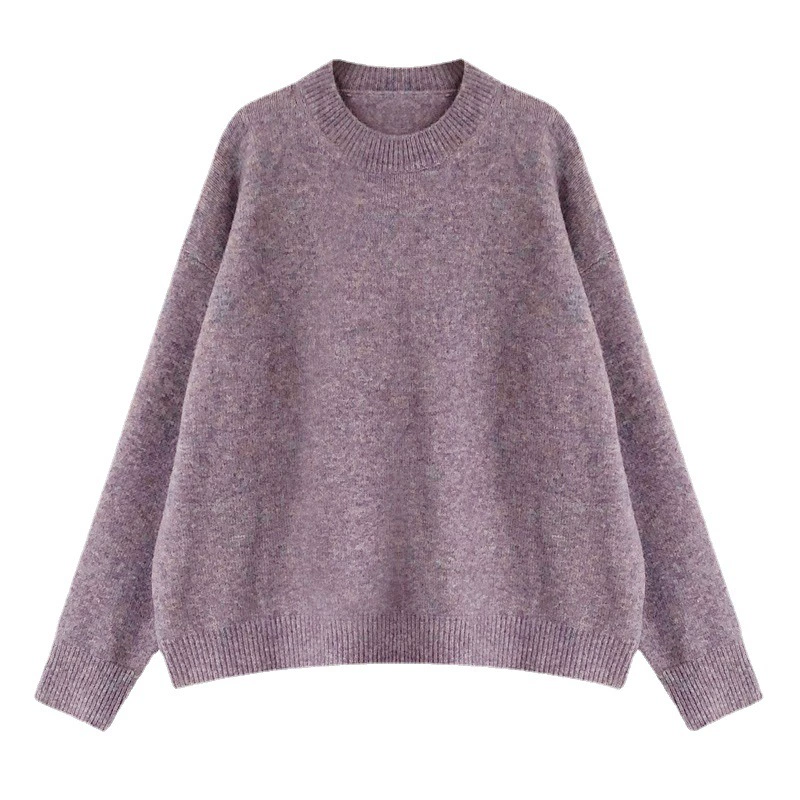 Demi-season Solid Knitted Sweater, One Size, Soft Knit, Spring/Autumn