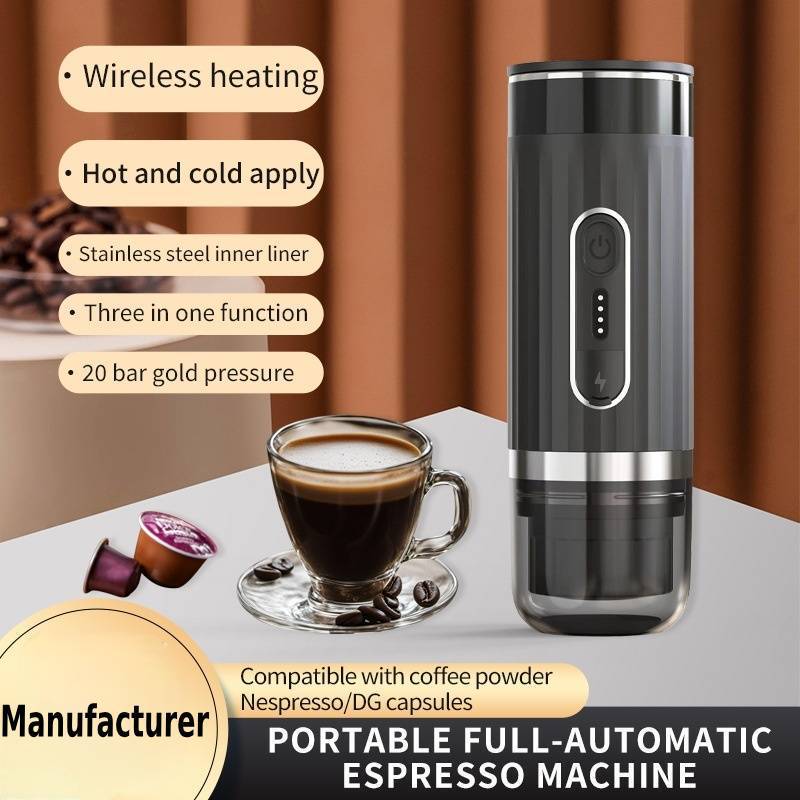 Cross-Border Capsule Coffee Machine with Wireless Heating, Espresso, High-Pressure, Fully Automatic, Energy-Saving, Portable, Italian-Style Fully Automatic
