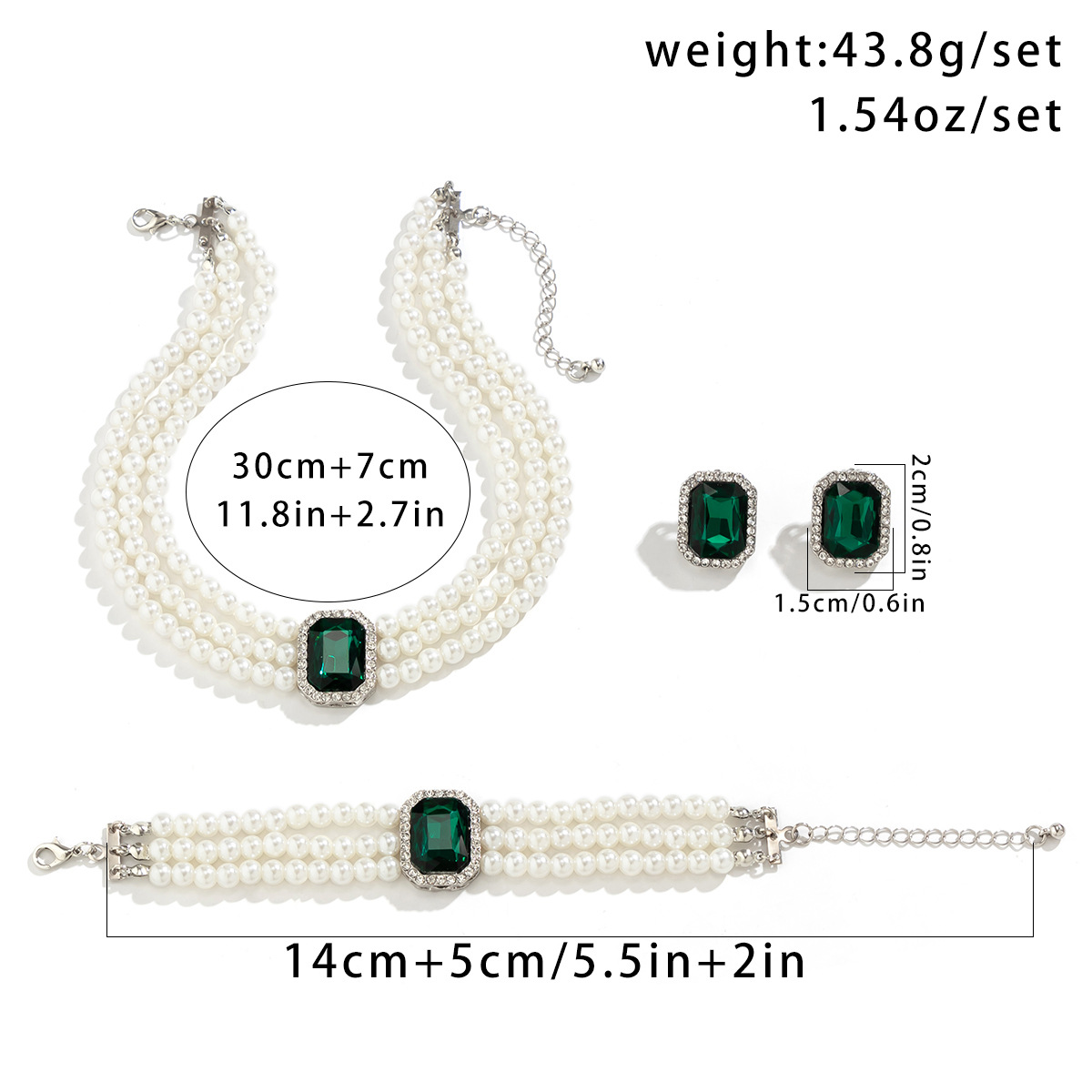 Elegant Imitation Pearl Alloy Turquoise Geometric Rhinestones Women's Jewelry Set display picture 4