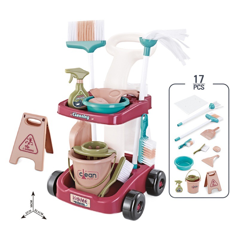 El comercio exterior de los niños herramientas de limpieza de simulación carrito casa aspiradora escoba trapeador traje de limpieza juguetes sanitarios