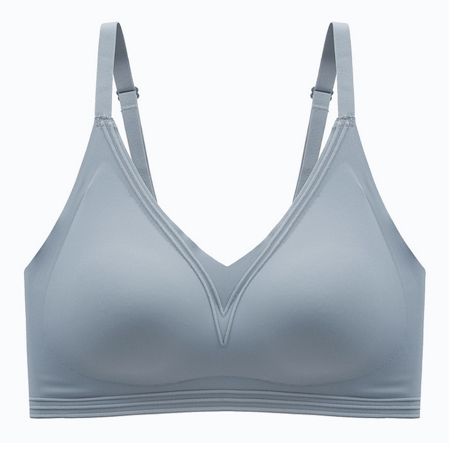 Aminoácido flocado línea jalea ropa interior de látex de las mujeres sujetador inalámbrico sin costuras push up soporte superior sujetador del sueño