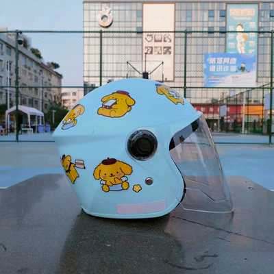 and Women, All-season Battery MotorCyCle | Motosiklet kaskı (dəbilqə) - blue-pudding-dog-transparent-long-mirror
