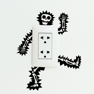 Yiyao Dd1502 Halloween Funny Electric Shock Skull Switch Sticker Living Room Room Switch Decoration Self-Adhesive Sticker