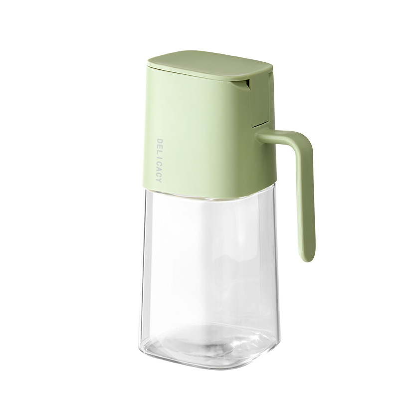 Olla de aceite de vidrio, apertura y cierre automáticos, aceite a prueba de fugas y sin colgar, olla de aceite de cocina doméstica, olla de aceite de cocina de gran capacidad, botella de aceite de aceite de sésamo de salsa de soja