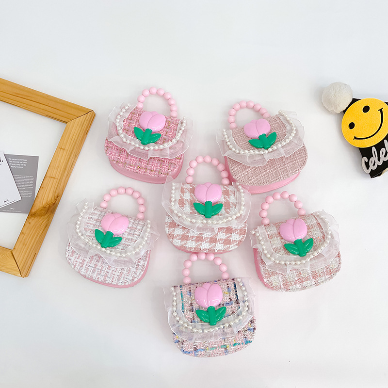 2022 nuevos niños bolso de hombro crossbody Chanel estilo niñas bolsa perla portátil accesorios de dibujos animados bolsa de desgaste