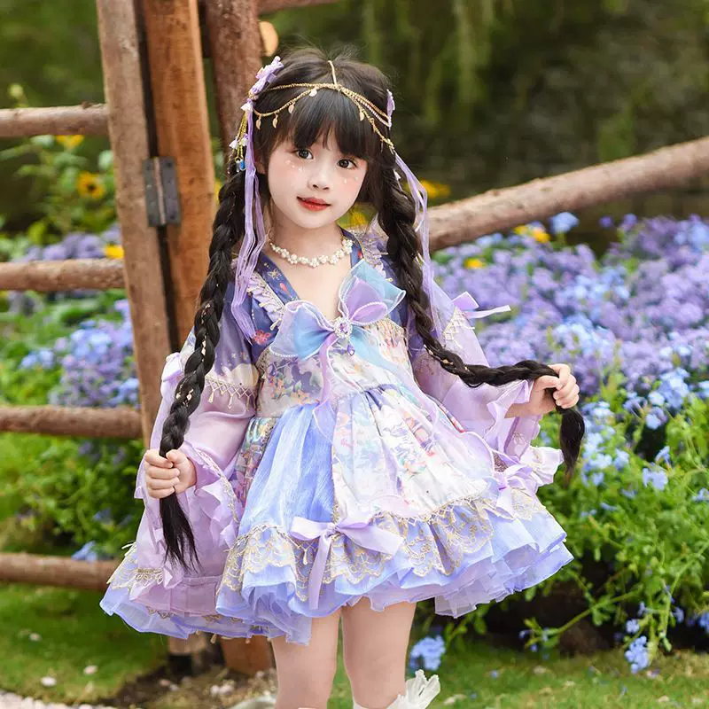 Комфортный осенний маленький принцесский костюм, детская юбка, стильLolita, юбка-туту