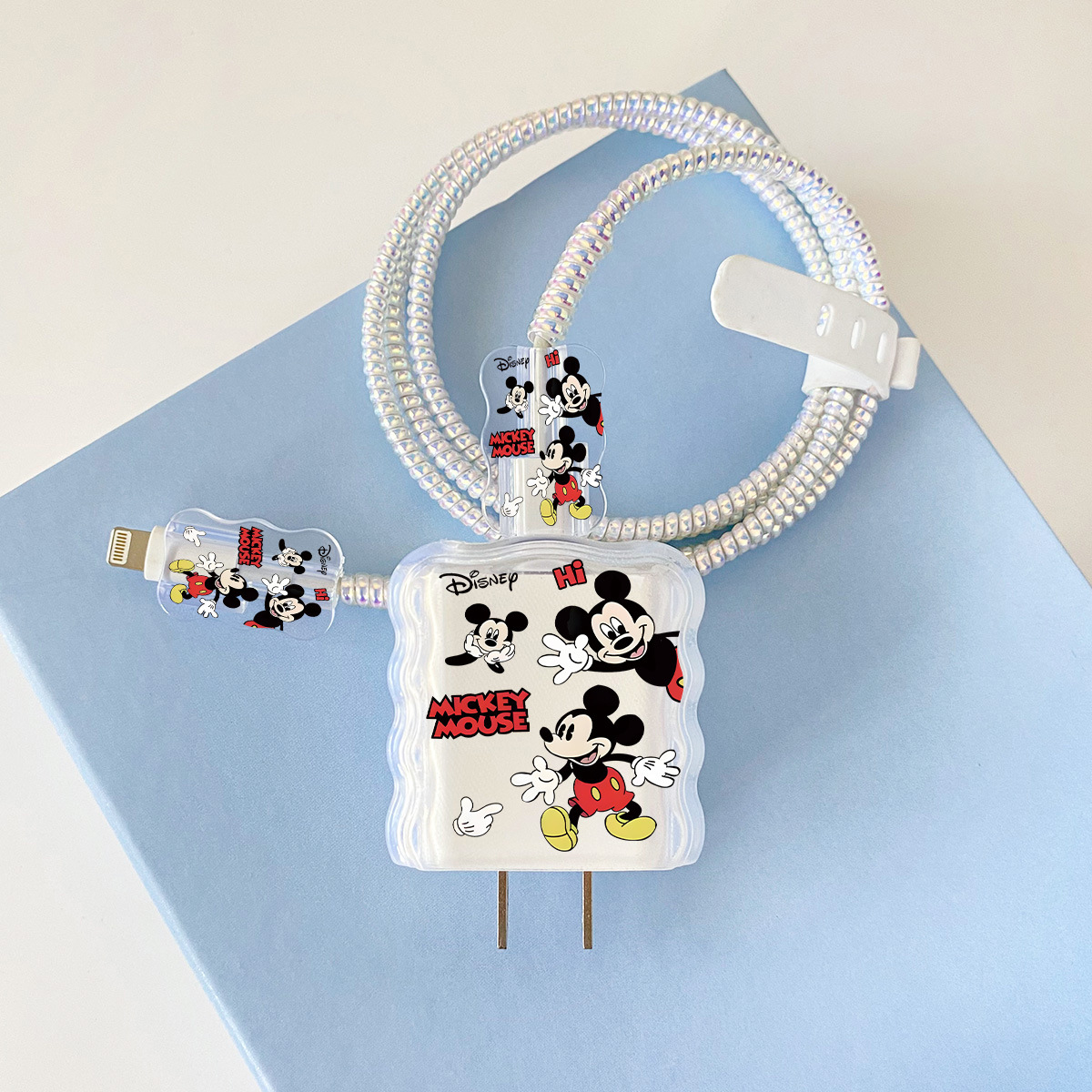 Apple 20w-YT1032HI 미키 오버레이 헤드기어 + 물결선 클립 + 1m 레이저 흰색 로프 + 흰색 스트랩