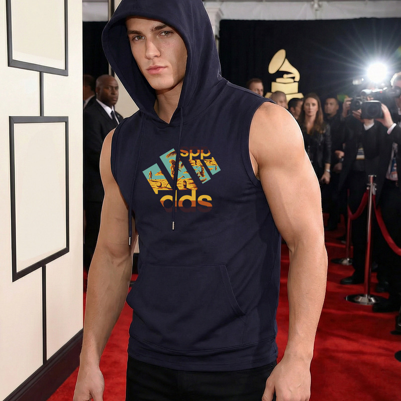 Men's Hooded Vest for Spring and Summer Fitness, Breathable and Comfortable Sleeveless Sweatshirt, Casual Vest, Trendy and Versatile Top Men's Hooded Vest for Spring and Summer Fitness, Breathable and Comfortable Sleeveless Sweatshirt, Casual Vest, Trendy and Versatile Top
