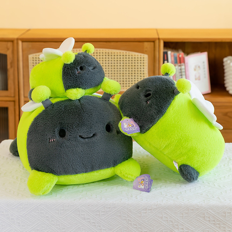 Almohada de peluche de luciérnaga con luces, cojín de muñeca luminosa, regalo para niños, muñeca que se ilumina al acariciarla.
