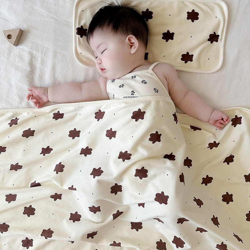 Manufacturer Wholesale Newborn Blanket Thin Cartoon Printed Knitted Cotton Quilt Newborn Baby Swaddle Wrap Quilt