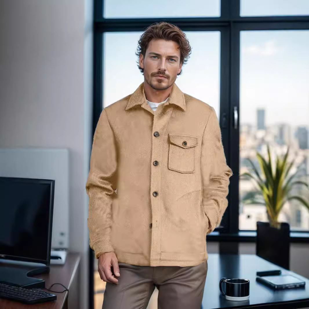 Autumn and winter new men's multi pocket woolen single breasted solid color coat, suit mid to long style_voghion.com