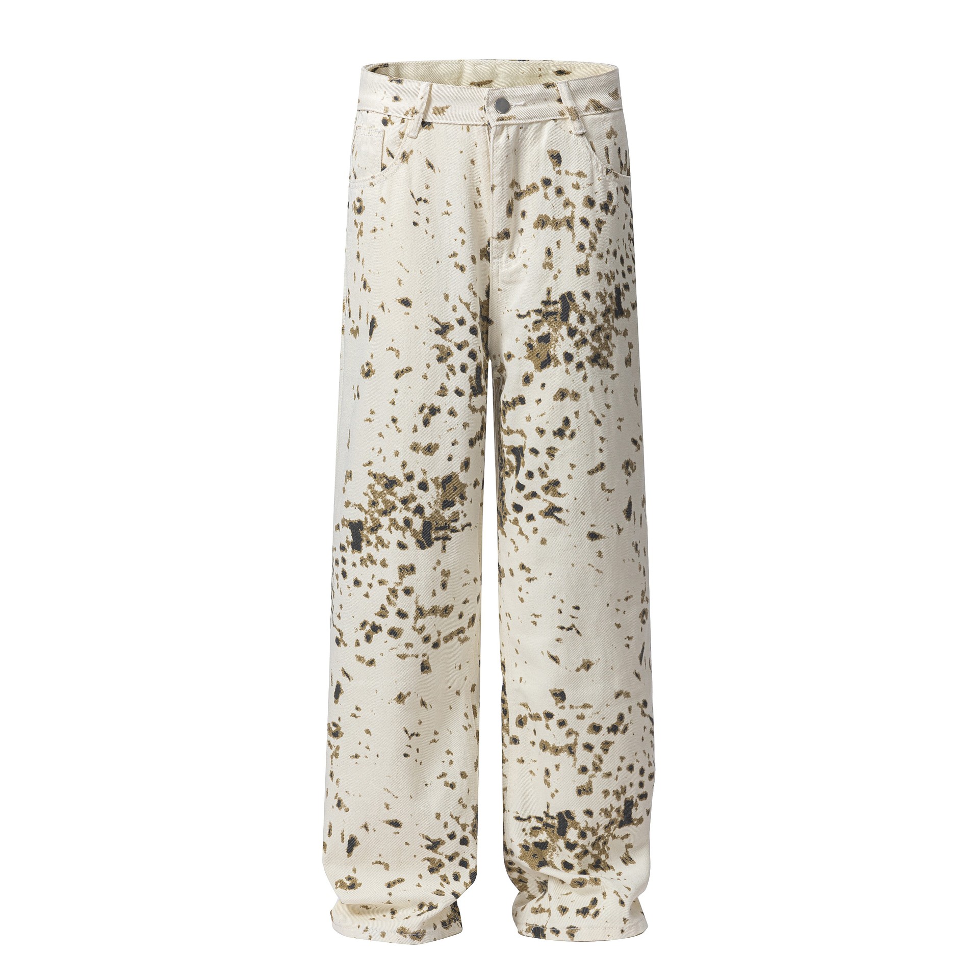 Jean homme imprimé léopard coupe large style urbain décontracté_voghion.com