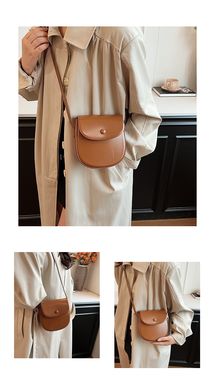 Single shoulder solid color, simple and versatile, casual crossbody mobile commuting mini box, saddle bag, women's bag_voghion.com