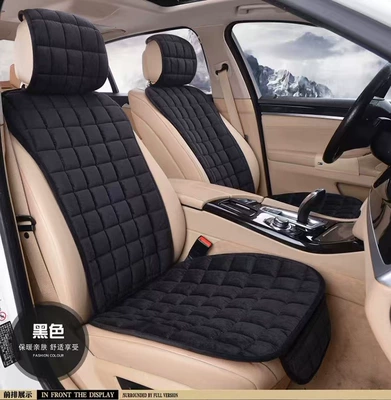 Winter thick warm car cushion crystal velvet comfortable square waist cushion leaflet five-seat wool cushion wholesale (Wool pad) - single-seat-backrest-black