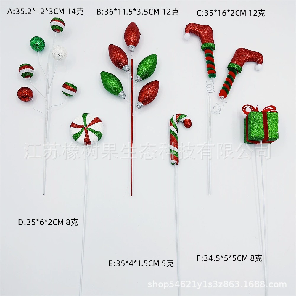 Трансграничные новые рождественские красные, зеленые и белые черенки 6/с OPP карман (6 моделей)