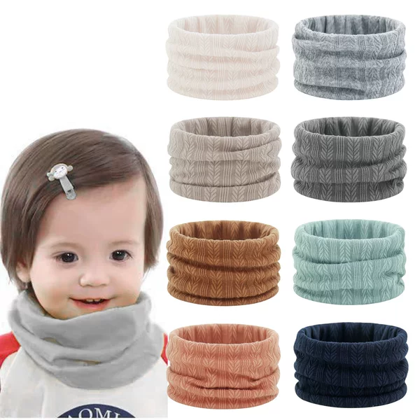 2025 Cross-Border Double-Sided Pure Color Wheat Ear Knitted Neck Protector for Infants and Young Kidsren Autumn and Winter Kidsren's Warm Neck Scarf for Boys and Girls