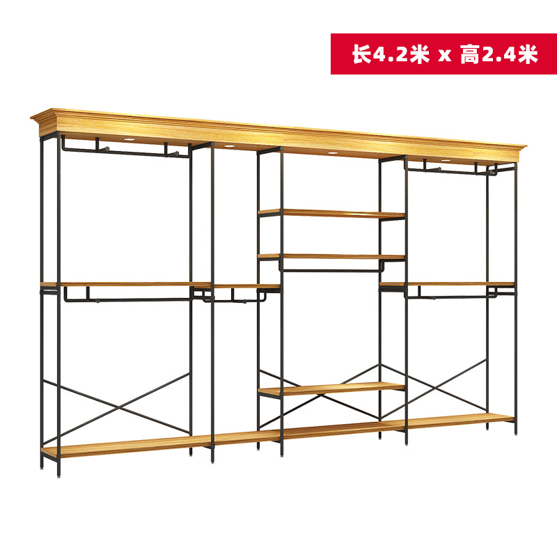 Tienda de ropa soporte de exhibición tipo piso percha de madera maciza montado en la pared estante de la isla con luces pantalones estante de exhibición estante de los hombres